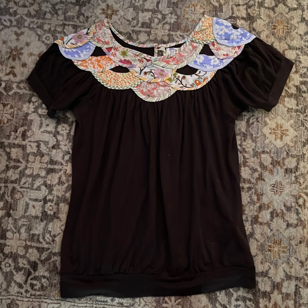 Trafaluc (zara?) brown cotton boho top sz small